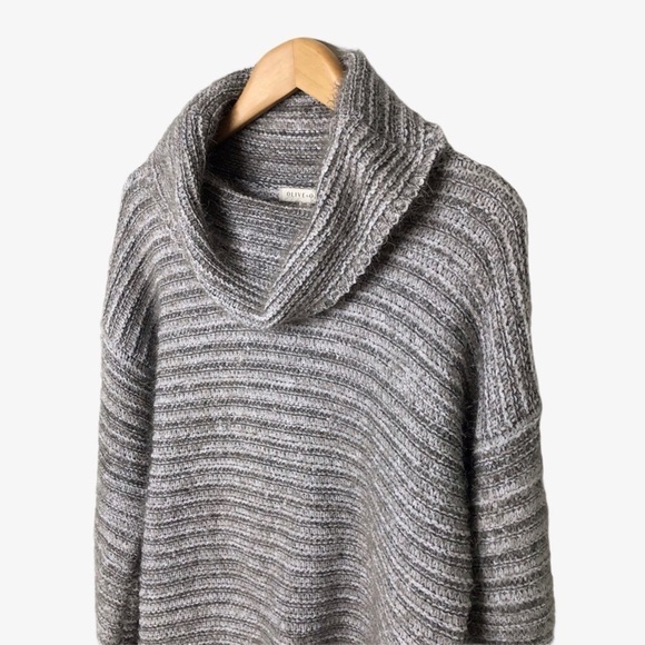 Olive & Oak Cowl Neck Eyelash Sweater Chunky Gray Size XL Knit - Picture 3 of 7
